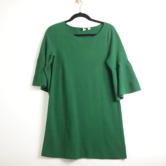 Anthropologie Dresses & Skirts - Anthropologie Moth Dark Green Bell Sleeved Simplistic Mini Sweater Dress